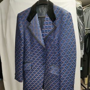 Delton Blue Pattern Tuxedo Jacket Size 42L